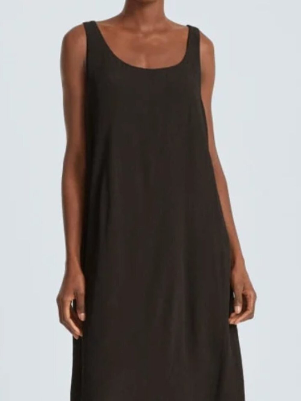 Everlane Black Naia Ripple Tank Midi Dress Size S EUC